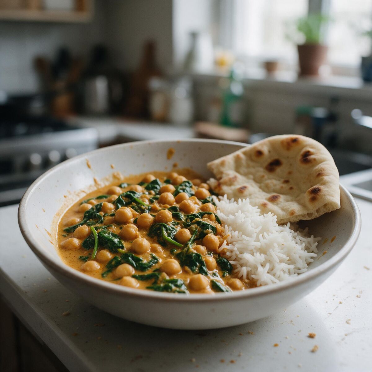 Fast Chickpea Spinach Curry