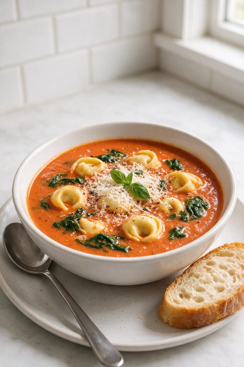 Tomato Tortellini Soup with Spinach